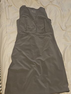 lola Grey Sleeveless V-Neck Sheath Dress